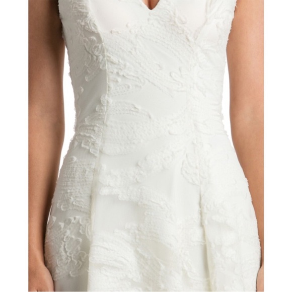 DRESS the POPULATION NWT Ivory Maya Lace Mesh Overlay Fit 'n Flare Dress, M - Picture 5 of 16